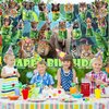 Jungle Safari Birthday Party Decorations - Safari Animals Birthday Banner, Backdrop, Cake, Cupcake Toppers, Hanging Swilrs, Balloons for Zoo Safari Animal Theme Party Supplies