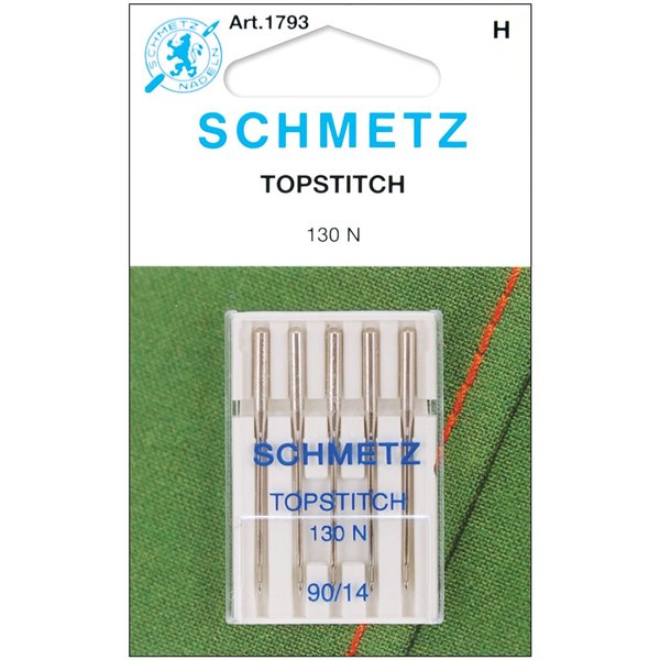 Topstitch Machine Needle-Size 90/14 5/Pkg,Silver
