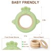 AULEGE Baby Teething Toy, BPA Free Silicone & Natural Beech Baby Teething Ring for Babies 3-6,12 Months, Wooden Ring Teether for Baby 3+ Months to Soothe Sore Gums(Olive, Blue)