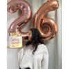 Rose Gold 6 Balloon, Number Balloons 40 Inch, 6th Balloons for Birthday Decorations, Rose Gold Party Supplies 6 Birthday Balloon, Number 6 Balloon
