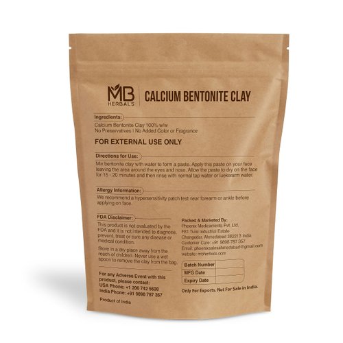 MB Herbals Bentonite Clay 8 oz | 227G / 0.5 LB | Calcium Bentonite Clay Powder | Anti-ageing Detoxifying Clay | Suitable for Oily Skin | External Use Only
