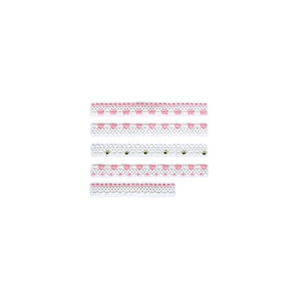 White Floral w/Rhinestone Strip Nail Stickers/Decals