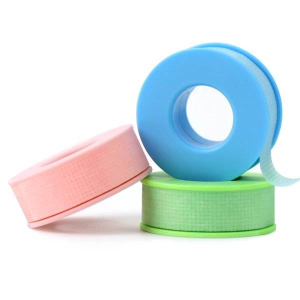 Lash Extension Tape Eyelash Tape for Lash Extensions Micropore Tape Silicone Gel Tape Green Blue Pink Medical Tape for Lashes, Makeup, Wound Care, Sensitive Skin, 3 Rolls, 11.8 Yard