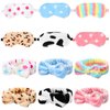 Kajaia 12 Pcs Sleepover Party Favors for Teenager Girl, Spa Headband for Washing Face Bow Makeup Headbands, Plush Sleep Eye Mask for Single Women Spa Pajama Party (Stylish)