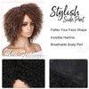 Fancy Hair Short Kinky Curly Wigs Brown Side Part Afro Wigs for Black Women Synthetic Yanky Twist Out Wig Natural Hairstyle for Daily Use (T30/27#)