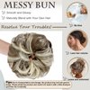 FeidyLong 2 PCS Messy Bun Hair Piece Wavy Curly Scrunchies Synthetic Chignon Ponytail Hair Extensions Thick Updo Hairpieces for Women Girls(Brown Mix Bleach Blonde)