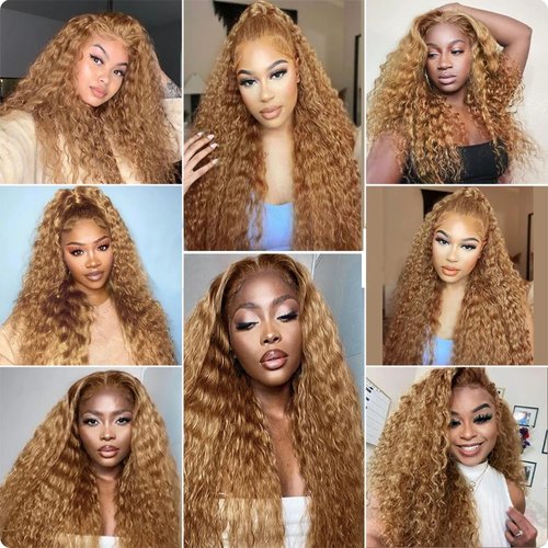 Color 27 Honey Blonde Bundles Human Hair Blonde Kinky Curly Bundles 22 24 26 inch Double Weft Color 27 Bundles Hair Weave Curly Wave Bundles Brazilian Virgin Remy Hair Extensions