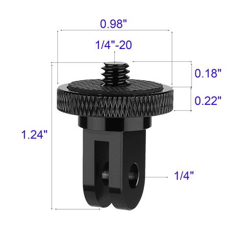 6 Pack Aluminum Camera Tripod Adapter 1/4"-20 Conversion Adapter Mounts Compatible with Gopro Action Cameras Insta360, 1/4" Mount Adapter for GoPro Ecosystem and Other Standard 1/4 Accessories