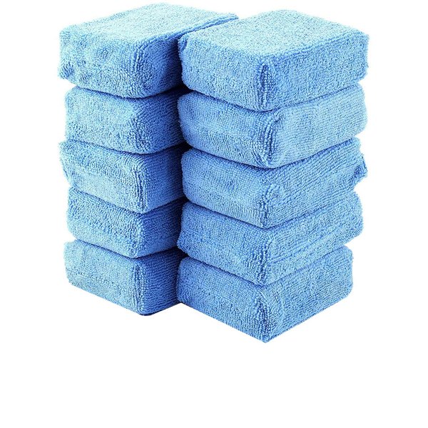 Autocare 10 Pack Car Wax Applicator Pad Rectangle Foam Premium Grade Microfiber Applicator Pads