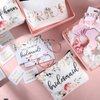 63 Pcs Bridesmaid Proposal Gift Sets Maid of Honor Matron of Honor Bride Gifts Bridal Shower Cosmetic Makeup Bags Scrunchies Hair Knotted Bracelets Invitation Cards for Wedding (Flowers)