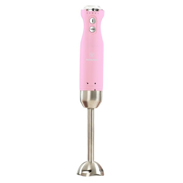Westinghouse Hand Blender - 5-Speed Immersion Blender with Turbo Function, Stainless Steel Blade & Rod, 500W Power, Easy to Clean, Retro Kitchen Appliance for Smoothies & Soups, Pink