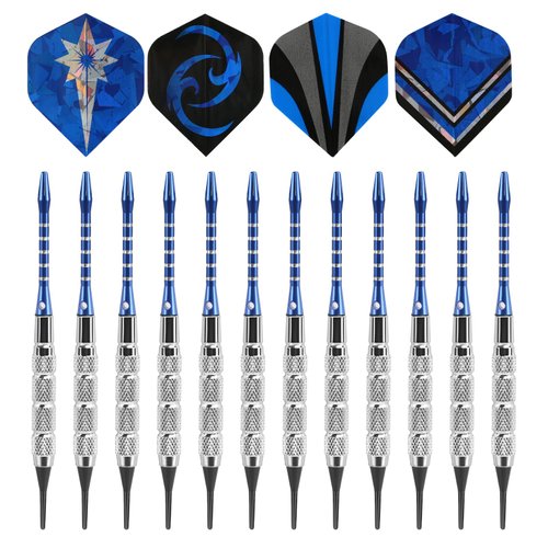 GWHOLE Soft tip Darts Set Aluminum Metal Body Plastic Tip Professional Dart Set Bar Supply for Adult Electronic Dart Board 12 Set