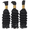 Human Braiding Hair 1 Bundle 20" 100g Deep Water Wave Human Hair Bulk for Braiding Boho Braids No Weft Brazilian virgin Curly Loose Wave Bulk Human Hair Extensions for Boho Braids Wet and Wavy Bulk