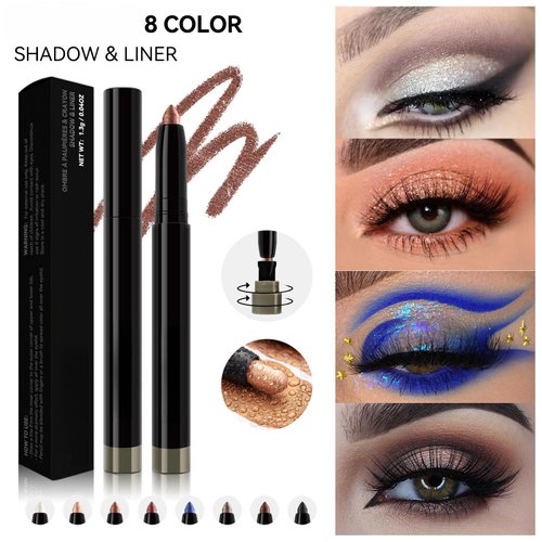 ElsaJolin silver gray Shadow stick Liner Pencil, Long Lasting Waterproof Eyeliner Pencil, Smudge Proof, Matte Finish and shimmering (# 06)