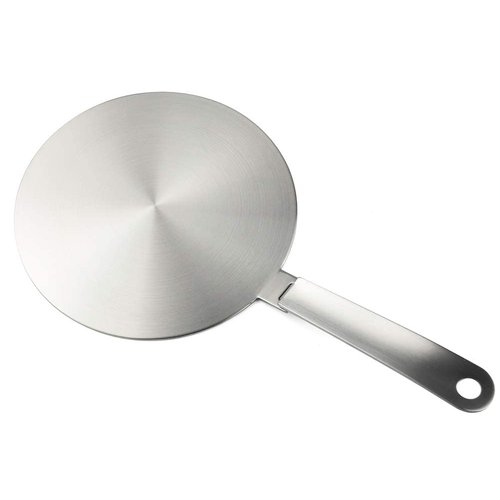 RUNZI 9.45inch Heat Diffuser Stainless Steel Induction Diffuser Plate for Electric Gas Stove Glass Induction Cooktop Heat Diffuser WITH removable handle 24CM