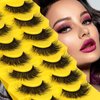 False Eyelashes Fluffy Mink Lashes 3D Volume Cat Eye Lashes 15mm Thick Handmade Fake Eyelashes Soft No Burden Strip Lashes,7 Pairs Lashes Pack by ESHARP