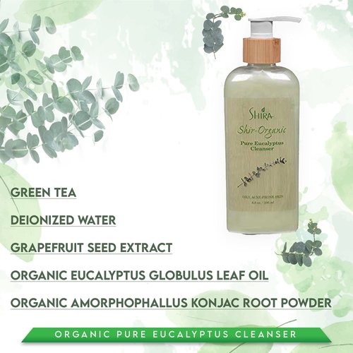 Shira Shir Organic Eucalyptus Cleanser Hydrating Facial Cleanser for Normal to Oily Skin. Antibacterial Acne Cleanser with Eucalyptus (200 ml)