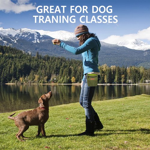 TRIPOLACO Dog Treat Pouch, Versatile Treat Pouches for Pet Training Easily Holds 2 Cups Kibble, Toys, Phone & Keys, Hands-Free Dog Training Treat Pouch Built-in Poop Bag Dispenser, Green