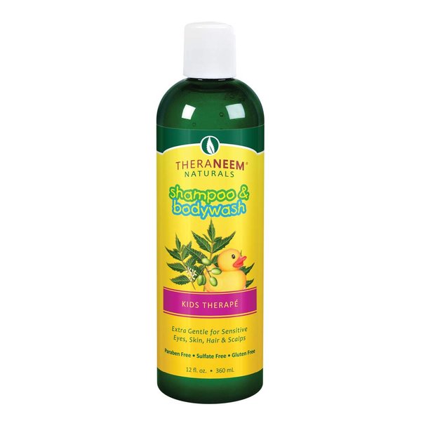 Theraneem Naturals Kids Therap Shampoo & Bodywash | Extra Gentle for Sensitive Eyes, Skin, Hair & Scalps | Organic Neem Oil & Leaf Extract | 12 fl oz