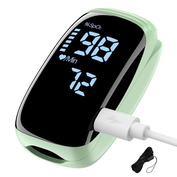 Oxygen Meter Finger Pulse Oximeter, Fingertip Blood Oxygen Saturation with Pulse Monitor Rechargeable, Accurate Fast Spo2 Reading for Home, Outdoor Sports, Wide Use (Green)