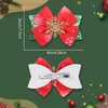 Hair Bows Snowflake Sequins Bow Hair Clips Glitter Hairpin Red Green Christmas Tree Ribbon Hand Print Hair Clips Toddler Girls Kids Bow Claw Clips for Thick Thin Hair Decor Xmas Party 2PCS