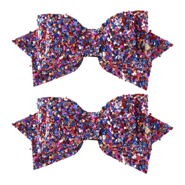 Glittery Hair Bow Clips 3inch Cute Sparkling Colorful Sequins Cheer Bow Barrettes Alligator Hairpins Christmas Party Dress Accessory for Little Baby Teens Toddler Girls Birthday Gift