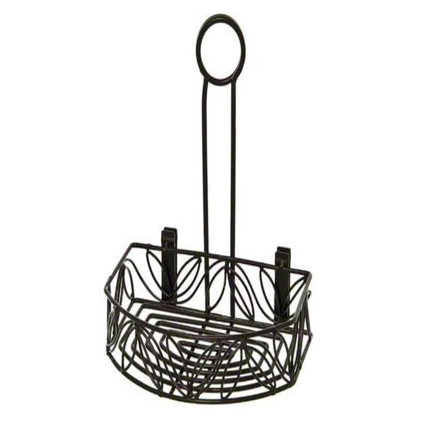 American Metalcraft CRL86 Wrought Iron Semi-Round Condiment Caddy w/Leaf Design