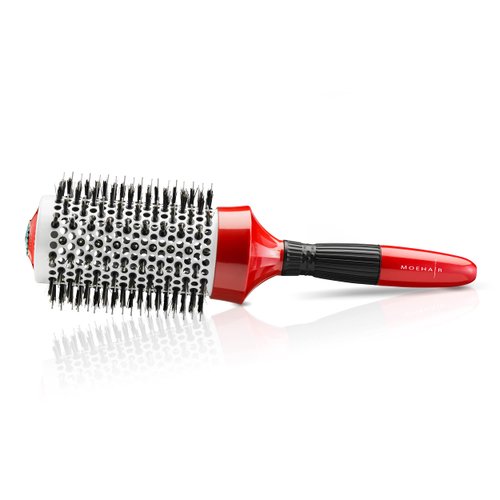 Moehair Double Bristle 2" Hair Brush. Double Bristle Barrel Hair Brush for women & men with Antistatic and Ionic Bristle and Ceramic Coated Silver Barrel for Wet & Dry hair. Made in USA