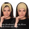 Cobahom 6Pcs Wide Headbands for Women Non Slip Soft Fabric Hair Wrap Turban Plain Head Bands Elastic Sport Hair Bands for Workout Yoga Running (Leaf Pattern)