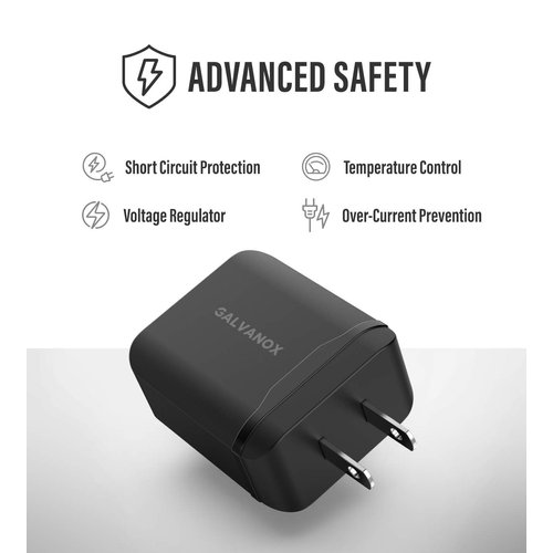 Galvanox iPhone Charger with Wall Plug (Apple MFi Certified) Fast Charging USB C to Lightning Cable with 18W Adapter for 2020 iPhone SE/11/12/13 Pro Max (Black)