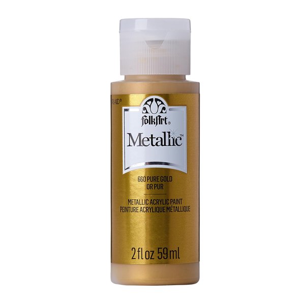 FolkArt Acrylic Metallic Paint, Non Toxic, 2 Fl Oz (Pack of 1), Pure Gold