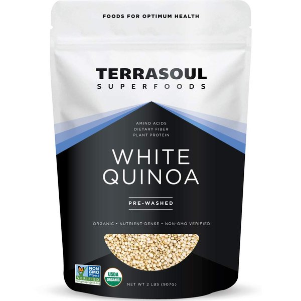 Terrasoul Superfoods Organic White Quinoa, 2 Lbs - Pre-washed | Gluten-free | Plant Protein