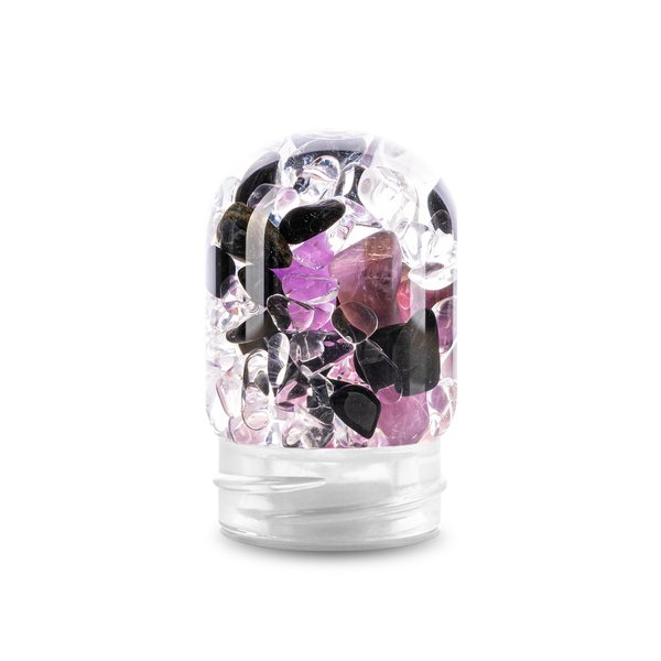 VitaJuwel GemPod GUARDIAN ViA Crystal Water Bottle with Black Tourmaline, Amethyst & Clear Quartz