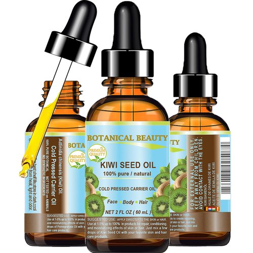 Botanical Beauty KIWI SEED OIL. 100% Pure Natural Undiluted Virgin Cold Pressed Carrier Oil. 2 Fl.oz.- 60 ml for Face, Skin, Body, Hair, Nail Care