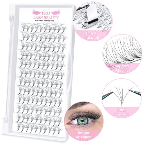 Premade Fans Eyelash Extensions 14D-D-0.05-9mm Premade Volume Lash Extensions Pointed Base Fans 0.05 Premade Volume Fans C D Curl 14D-D-0.05,9mm