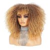 DZfirst Curly Wig With Bangs for Black Women 16 Inch Afro Bomb Curly Wigs for Black Women Premium Synthetic Fiber Glueless Long Kinky Curly Wig (Ombre Blonde)