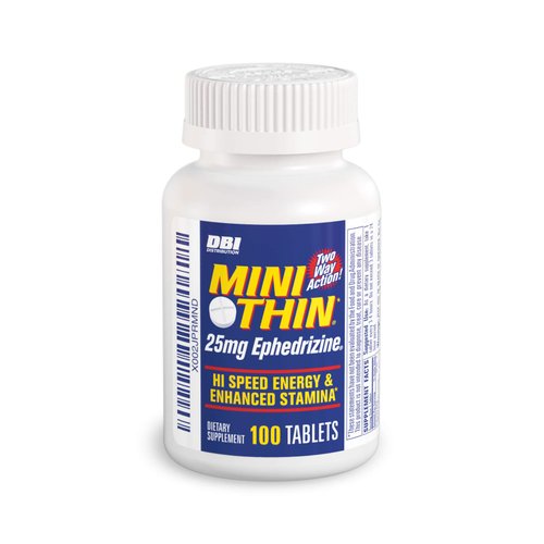 Mini Thin | Two-Way Action Caffeine Pills - High Speed Energy and Enhanced Stamina* - 205 mg Caffeine; 25mg Ephedrizine (100 Count Bottle)