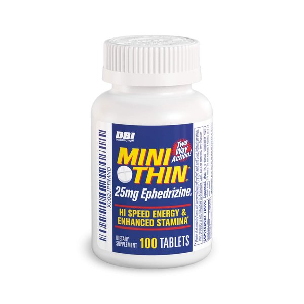 Mini Thin | Two-Way Action Caffeine Pills - High Speed Energy and Enhanced Stamina* - 205 mg Caffeine; 25mg Ephedrizine (100 Count Bottle)