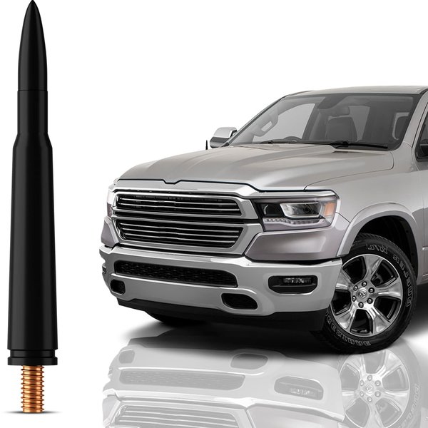 Bullet Antenna for Dodge RAM 1500 2500 3500 (2002-2008) - Highly Durable Premium Truck Antenna 5.45 Inch - Car Wash-Proof Radio Antenna for FM AM - Black, 50 Caliber Design - Dodge RAM Accessories