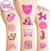 8 Sheet (96Pcs) Pink Pastel Temporary Tattoos for Girls, Birthday Party Decorations Supplies Party Favors Tattoo Sticker Style Sweet Gift for Kids Cute Prizes Themed