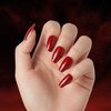 KISS Gel Fantasy Sculpted Halloween Press-On Nails, Solid Red, Medium, Coffin, 31 Ct.