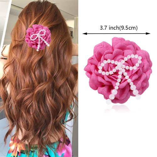 Rose Red Flower Alligator Clip Pearl Bow Barrettes Romantic Hair Clips Hair Accessories MGPFERD