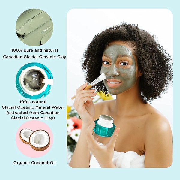 Bl'eau Glacial Oceanic Clay Mask - NSF Certified - Detox/Rehydrate/Repair, 50 g ℮ Net Wt. 1.8 oz