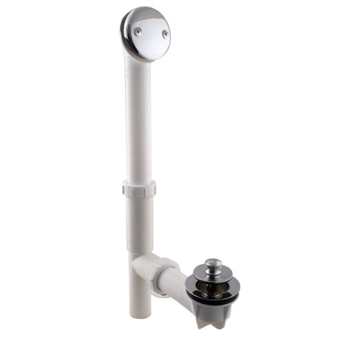 Westbrass Y594244CP White Tubular Twist & Close Bath Waste and Overflow Assembly, Polished Chrome