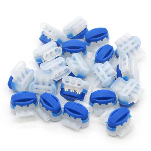 Multisland 20 Pcs Electrical IDC 314-box 3 Way Outdoor Boundary Wire Connector, Self-Stripping Moisture-Resistant Pigtail Connectors for Robotic Lawn Mowers, Irrigation Applications