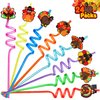 24Pcs Thanksgiving Party Favors Drinking Straws, Thanksgiving Turkey Straws Thanksgiving Party Decorations Supplies Friendsgiving Crazy Silly Straws Fall Thanksgiving Party Favors