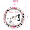 80 Pcs Holy Cow I'm One Girls Birthday Decorations Moo Moo I'm One Paper Dinner Plates Napkins Forks Dinnerware for Farm Animals Cow Themed Girls Baby Shower 1st Bday Party Supplies