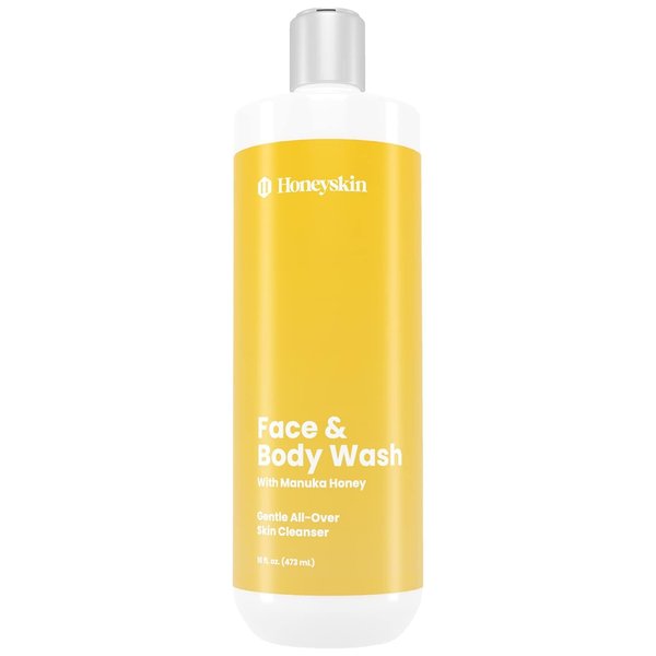 Face and Body Wash for Women and Men - Acne Body Wash Moisturizing for Sensitive Skin - Hydrating Facial Cleanser - Gentle Exfoliating Wash - with Manuka Honey (16oz)