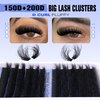 TOOCHUNAG Fluffy Lash Clusters Volume Individual Lashes Wispy 14-20mm Cluster Eyelash Extensions D Curl Thick Long Eyelash Clusters for DIY Lash Extension at Home