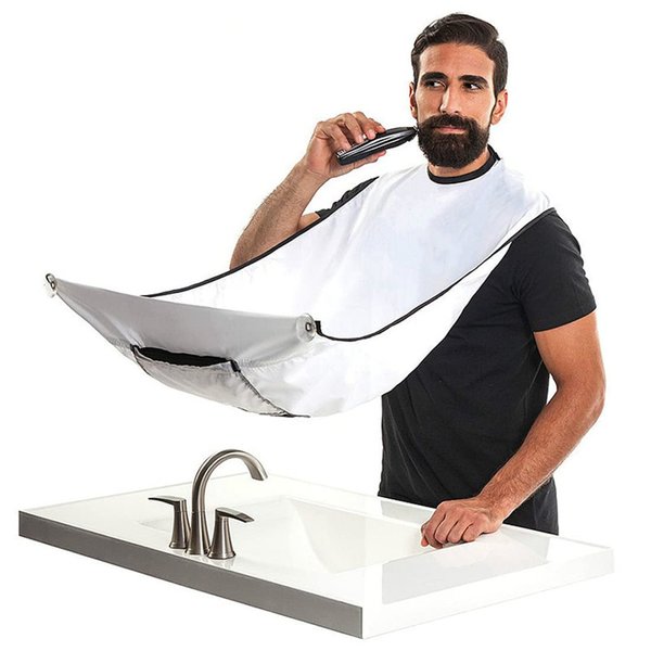 SAIJINZHI Male Beard Shaving Apron Care Clean Hair Adult Shaver Holder Bathroom Organizer for Man, Beard Trimming Catcher Bib (white)